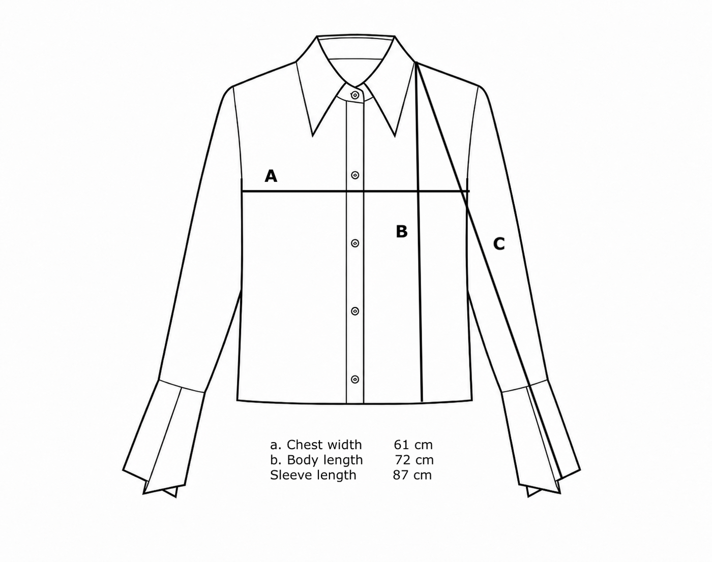 Size chart for Ant shirt