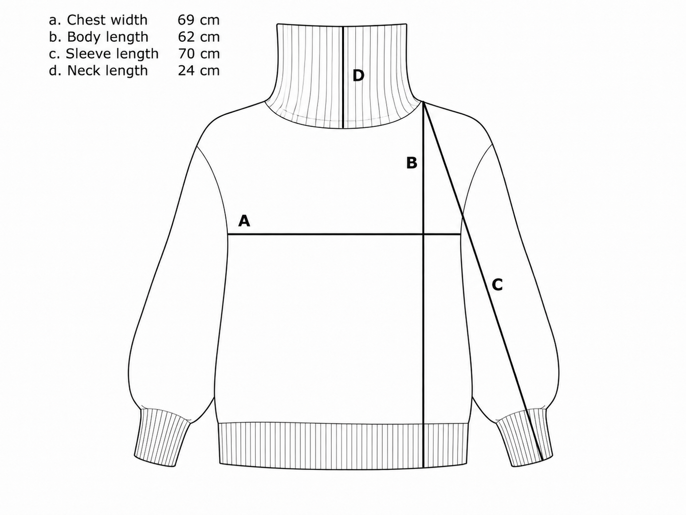 Size chart for Knit Landscape Sweater