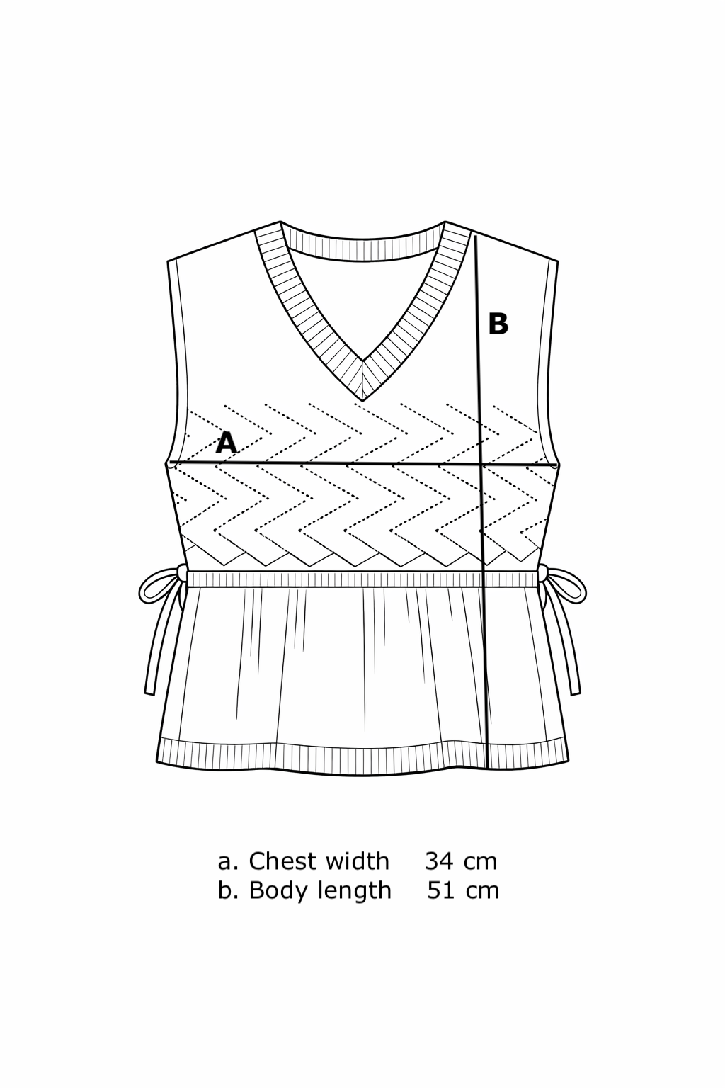 Size chart for Knit Vest
