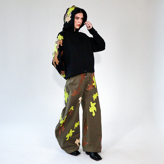 Black Cropped Camo Hoodie