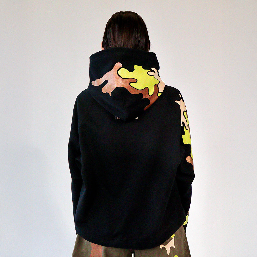 Black Cropped Camo Hoodie