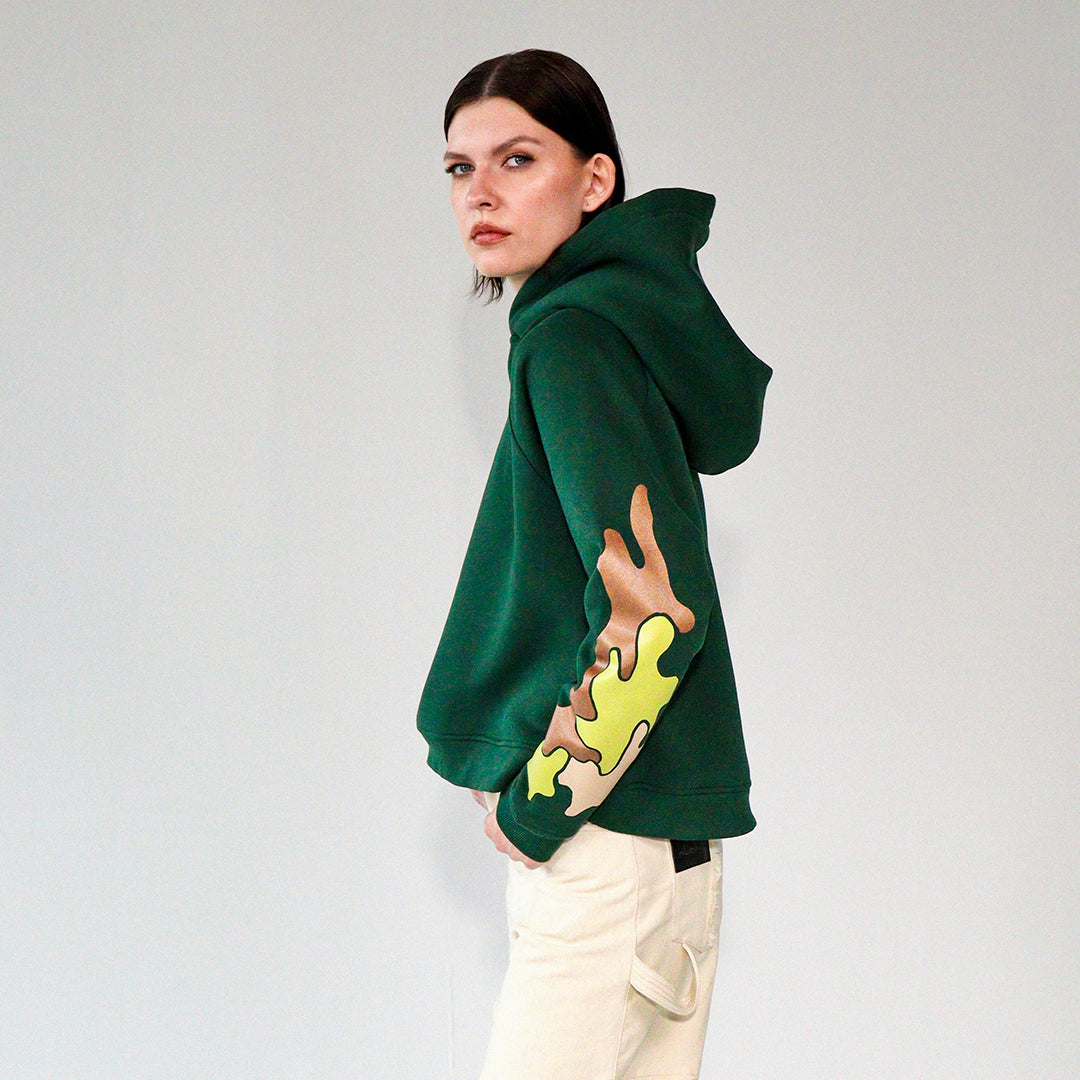 Green Cropped Camo Hoodie