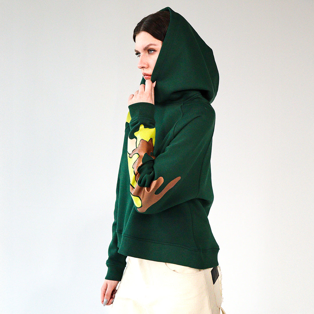Green Cropped Camo Hoodie