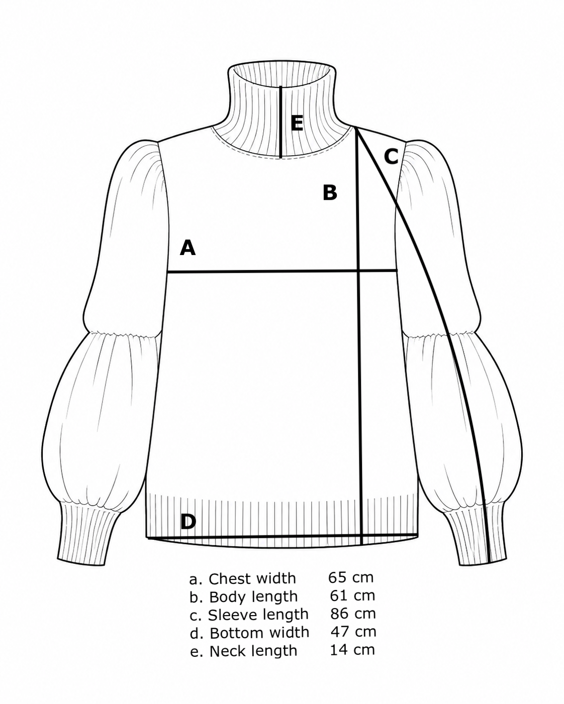 Size chart for High Neck Knit Sweater