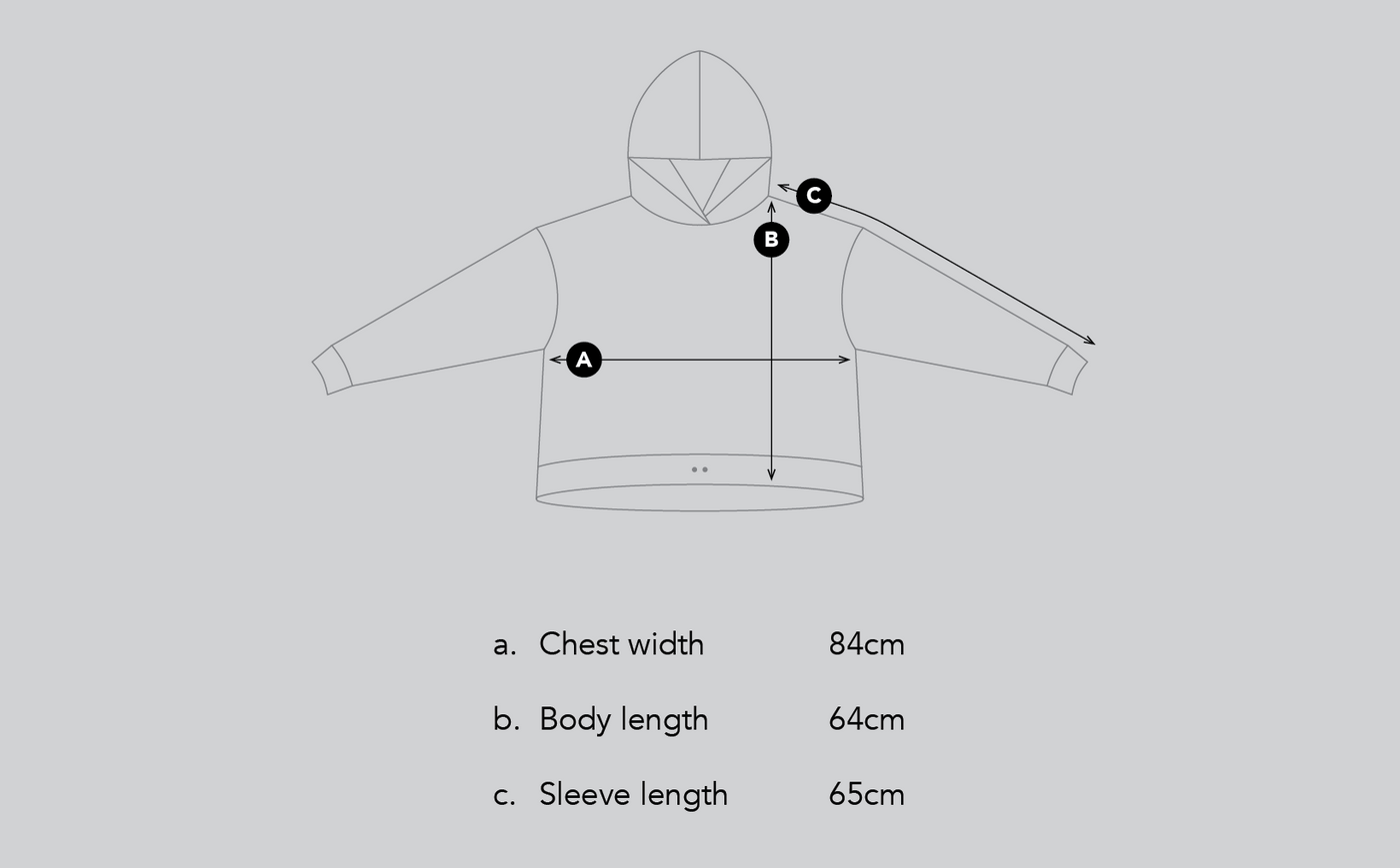 Size chart for Green Cropped Bark Hoodie