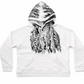 white heavyweight cotton hoodie with tree bark graphic print
